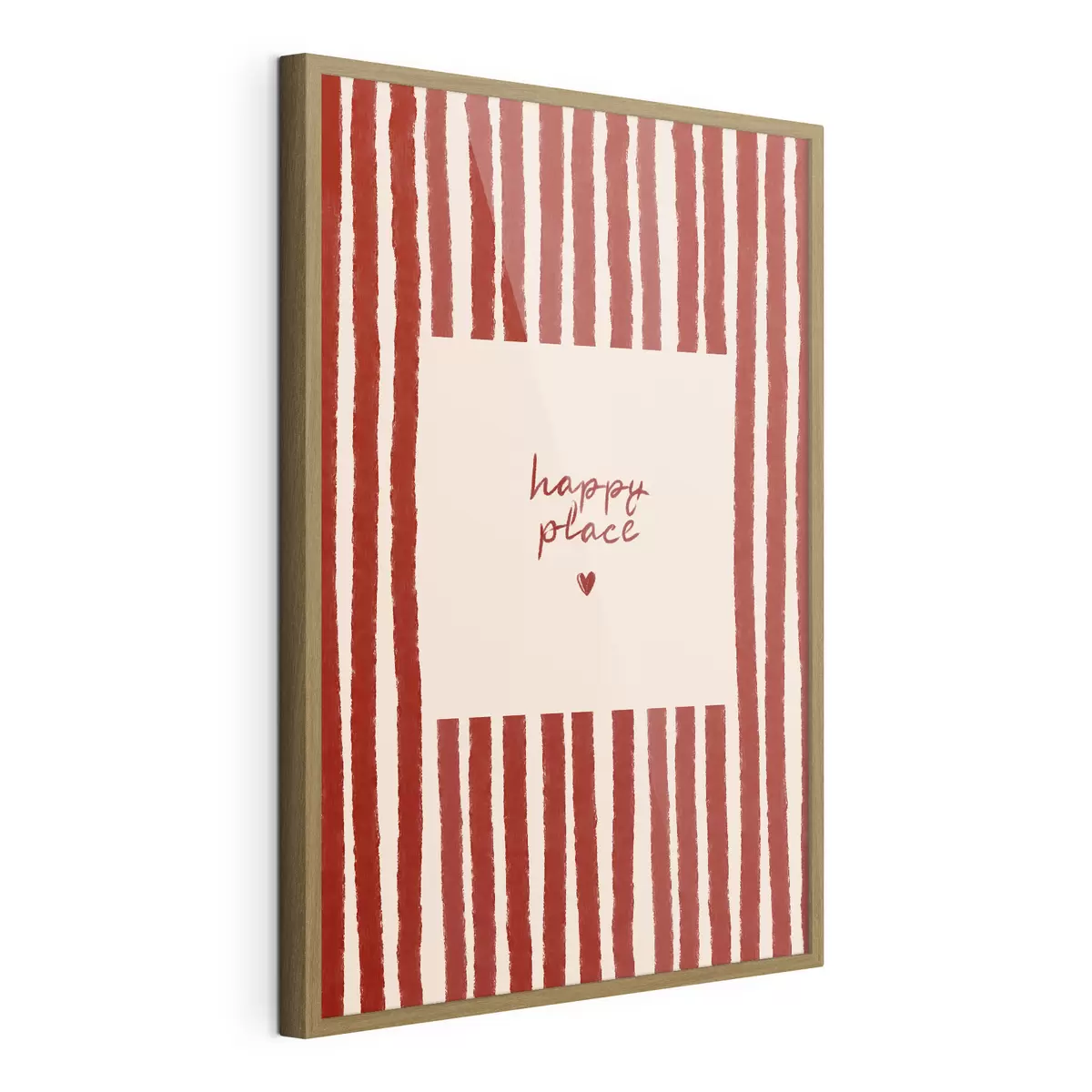 Poster Rayures rouges avec texte « happy place » f48025