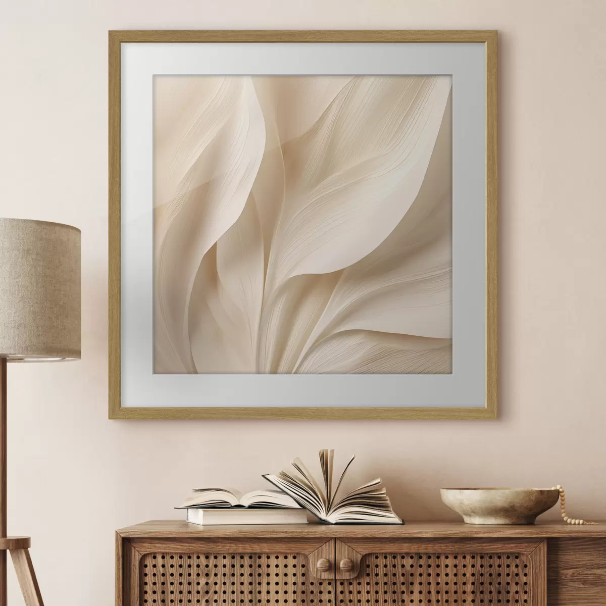 Poster Lignes fluides abstraites beiges f48095