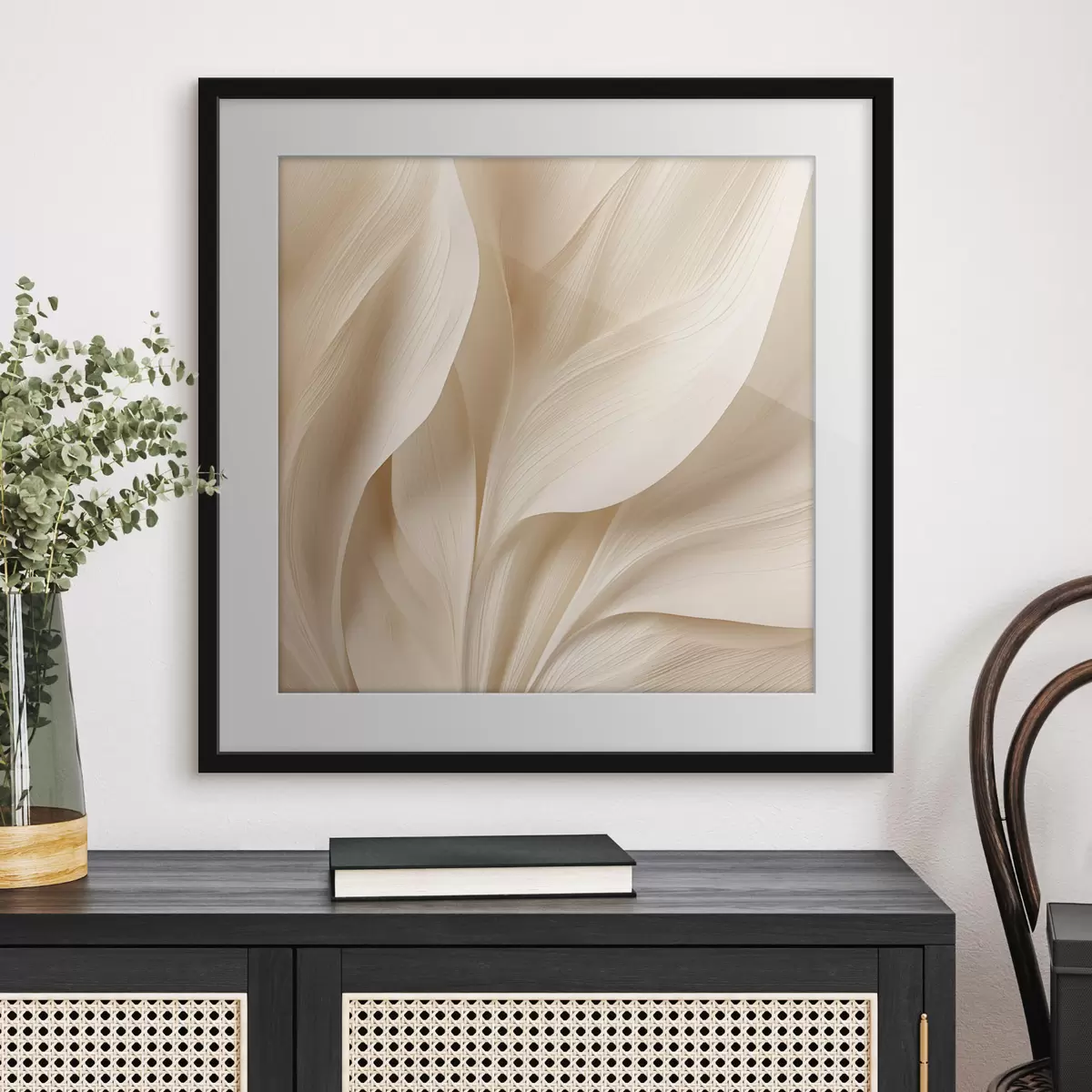 Poster Lignes fluides abstraites beiges f48095