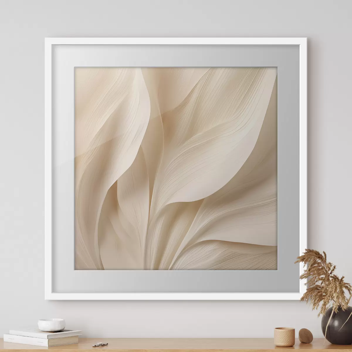 Poster Lignes fluides abstraites beiges f48095