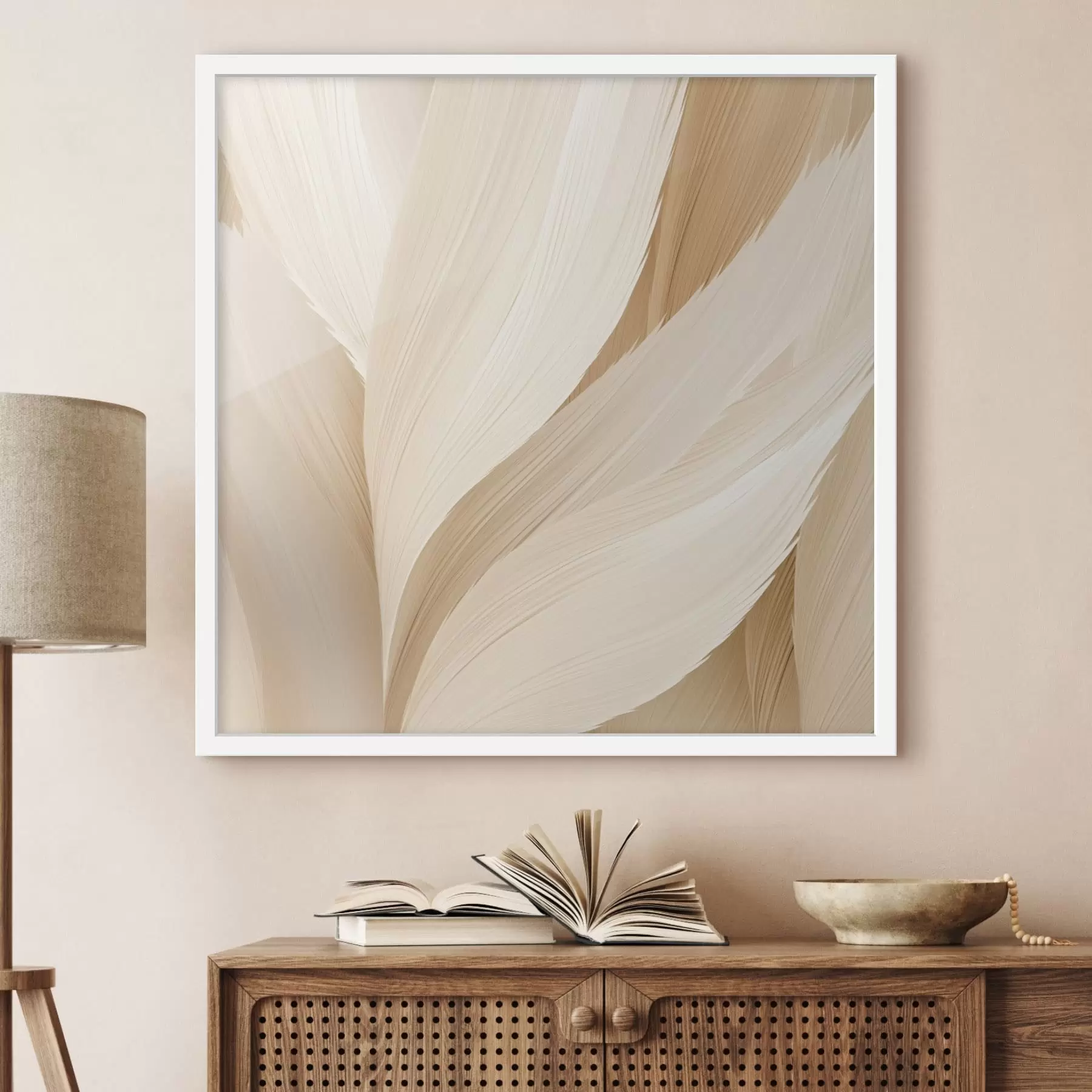 Papier peint Formes légères semblables à des plumes dans des tons beiges f48096