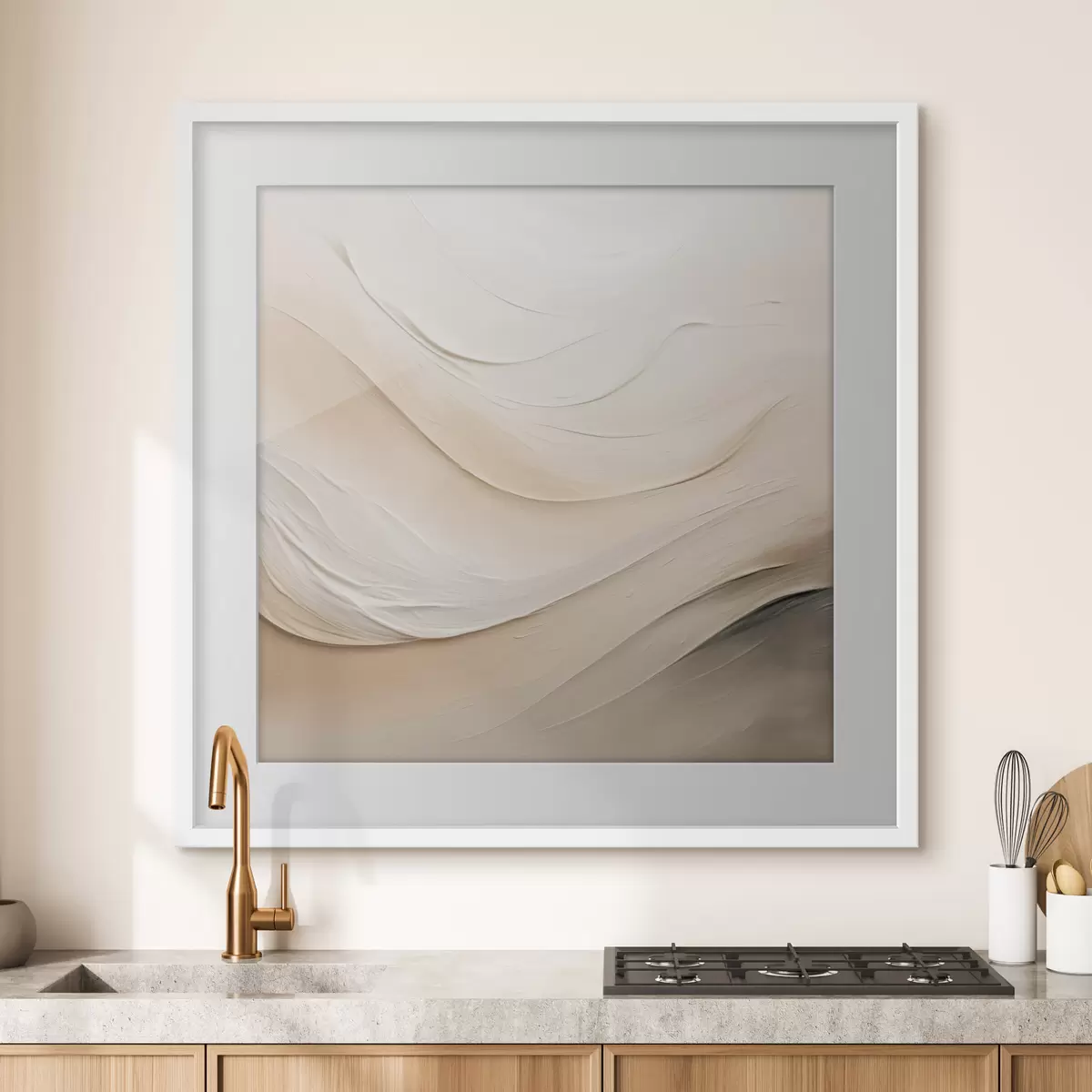 Poster Vagues beiges superposées à la texture douce f48099