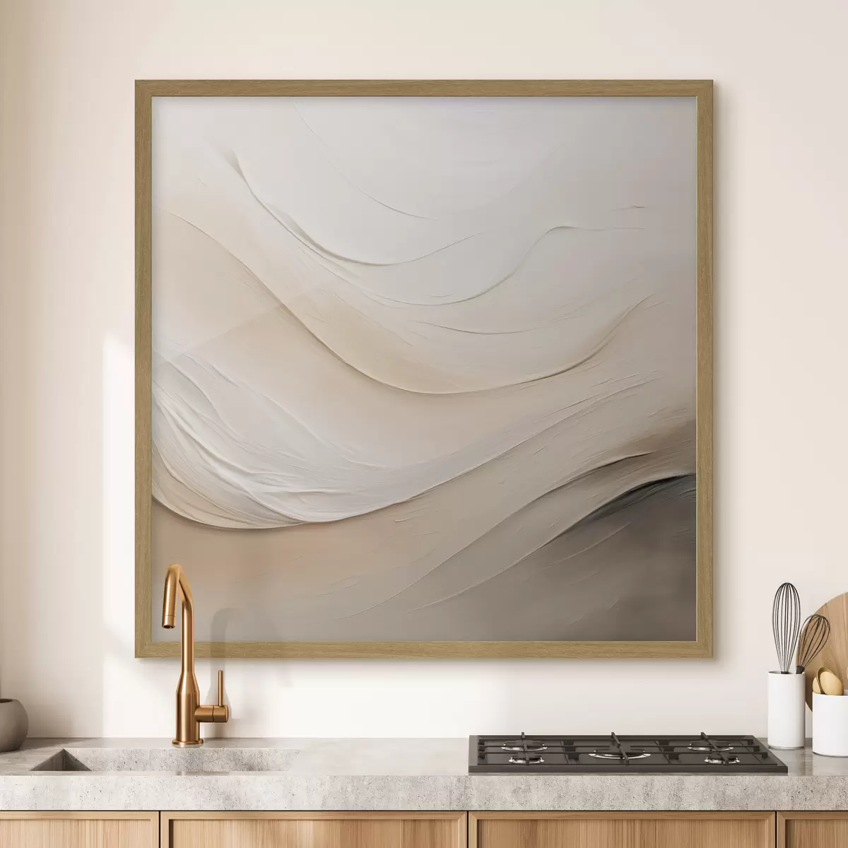 Poster Vagues beiges superposées à la texture douce f48099