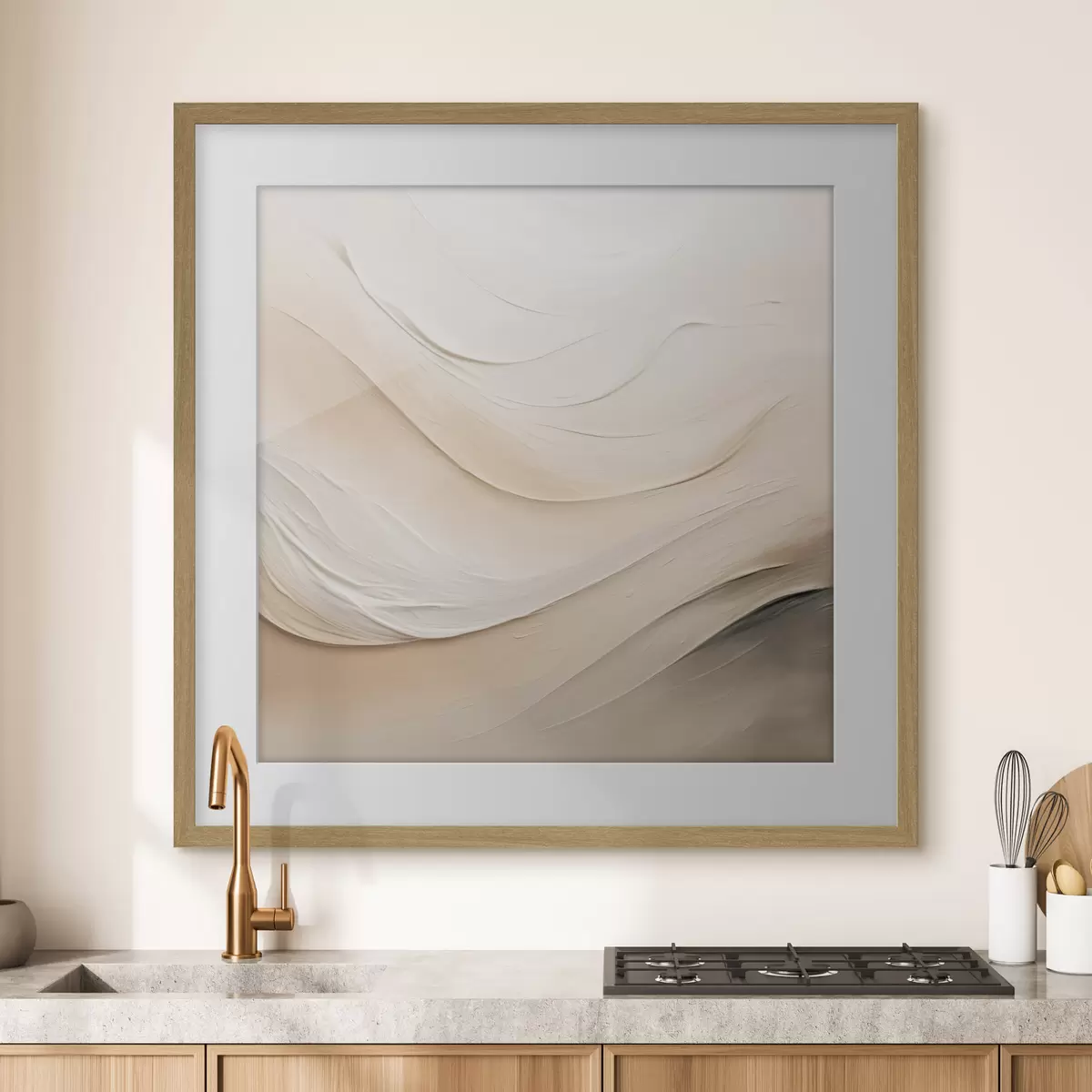 Poster Vagues beiges superposées à la texture douce f48099