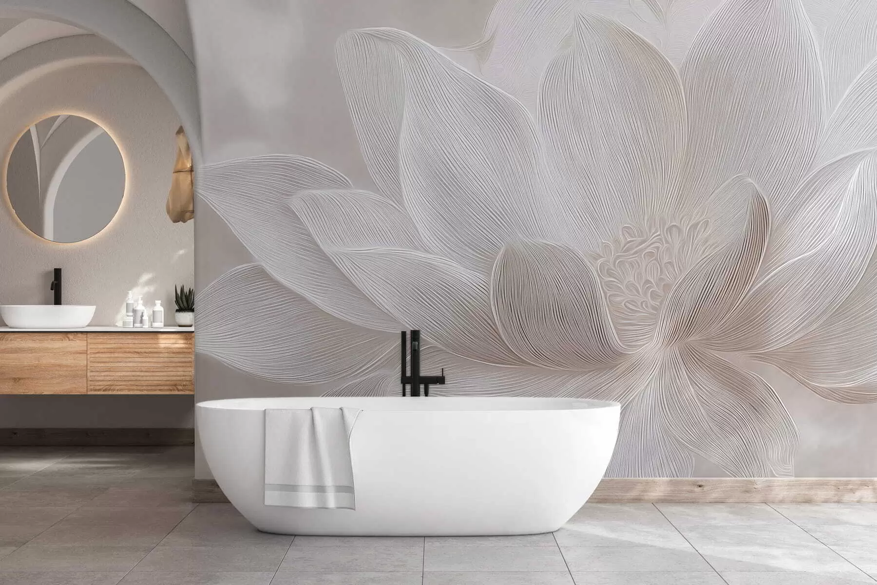 Papier peint Vagues abstraites fluides dans des tons beige clair w05266