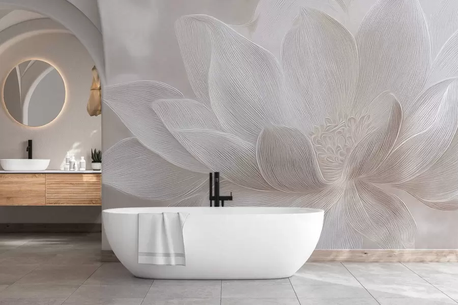 Papier peint Vagues abstraites fluides dans des tons beige clair w05266