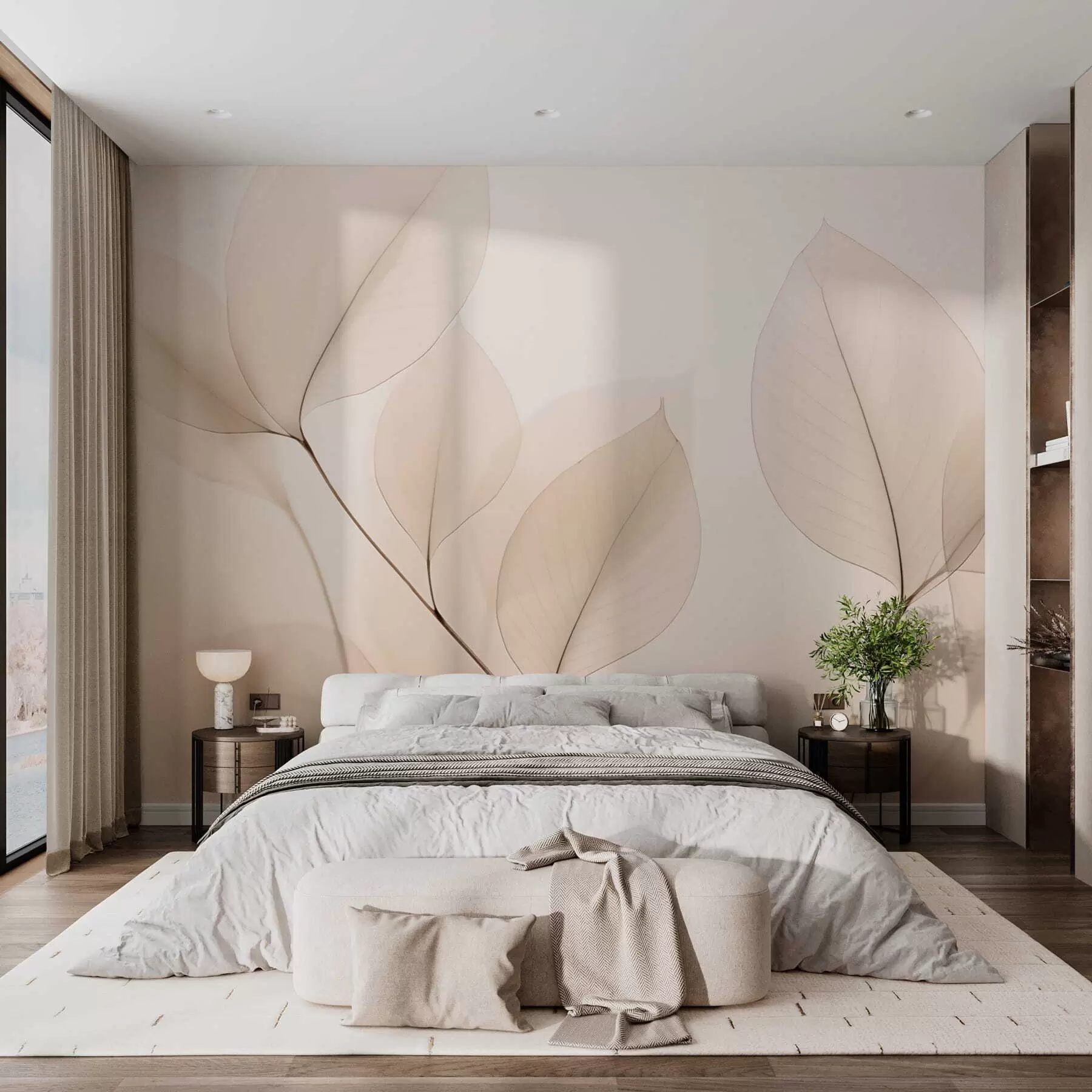 Papier peint Fleur blanche avec une ligne fine w05268