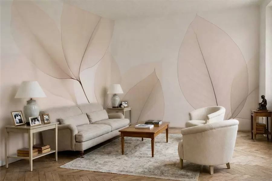 Papier peint Fleur blanche avec une ligne fine w05268