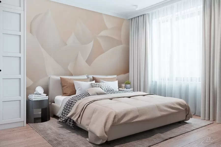 Papier peint Pétales doux couleur pêche et lait w09716