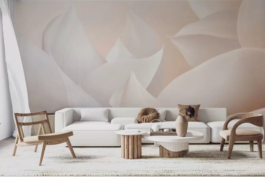 Papier peint Pétales doux couleur pêche et lait w09716