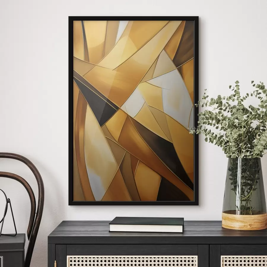 Papier peint Formes géométriques abstraites dans des tons orange, marron et blanc avec des contours fins sur un fond texturé. f47863