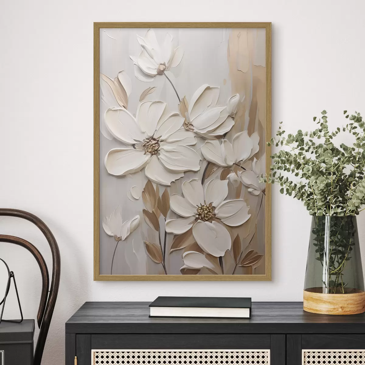 Poster Fleurs blanches en relief f47873