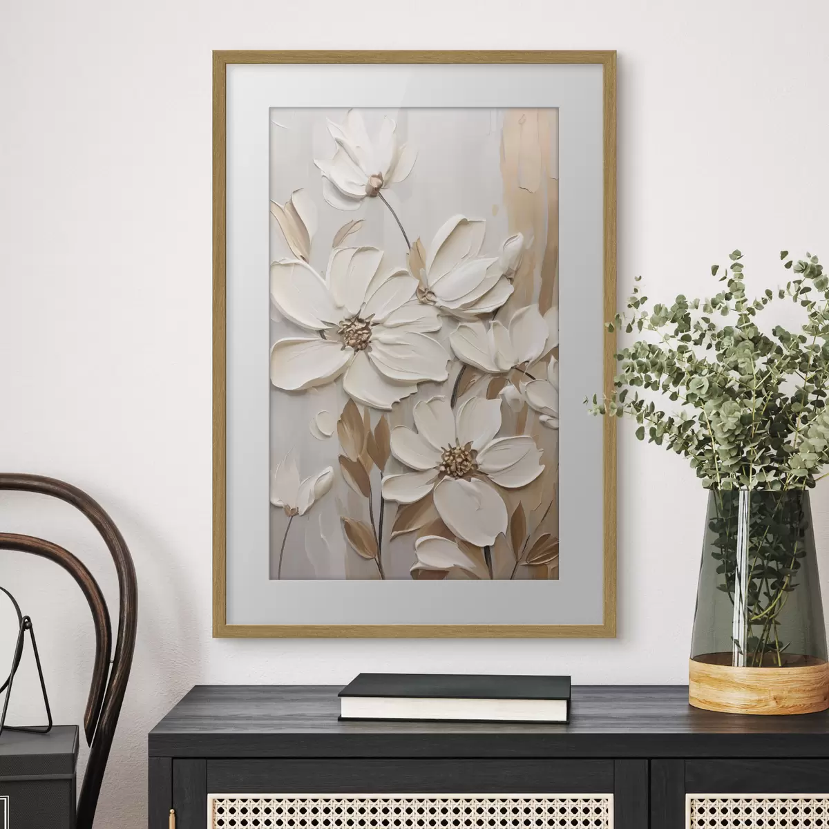 Poster Fleurs blanches en relief f47873