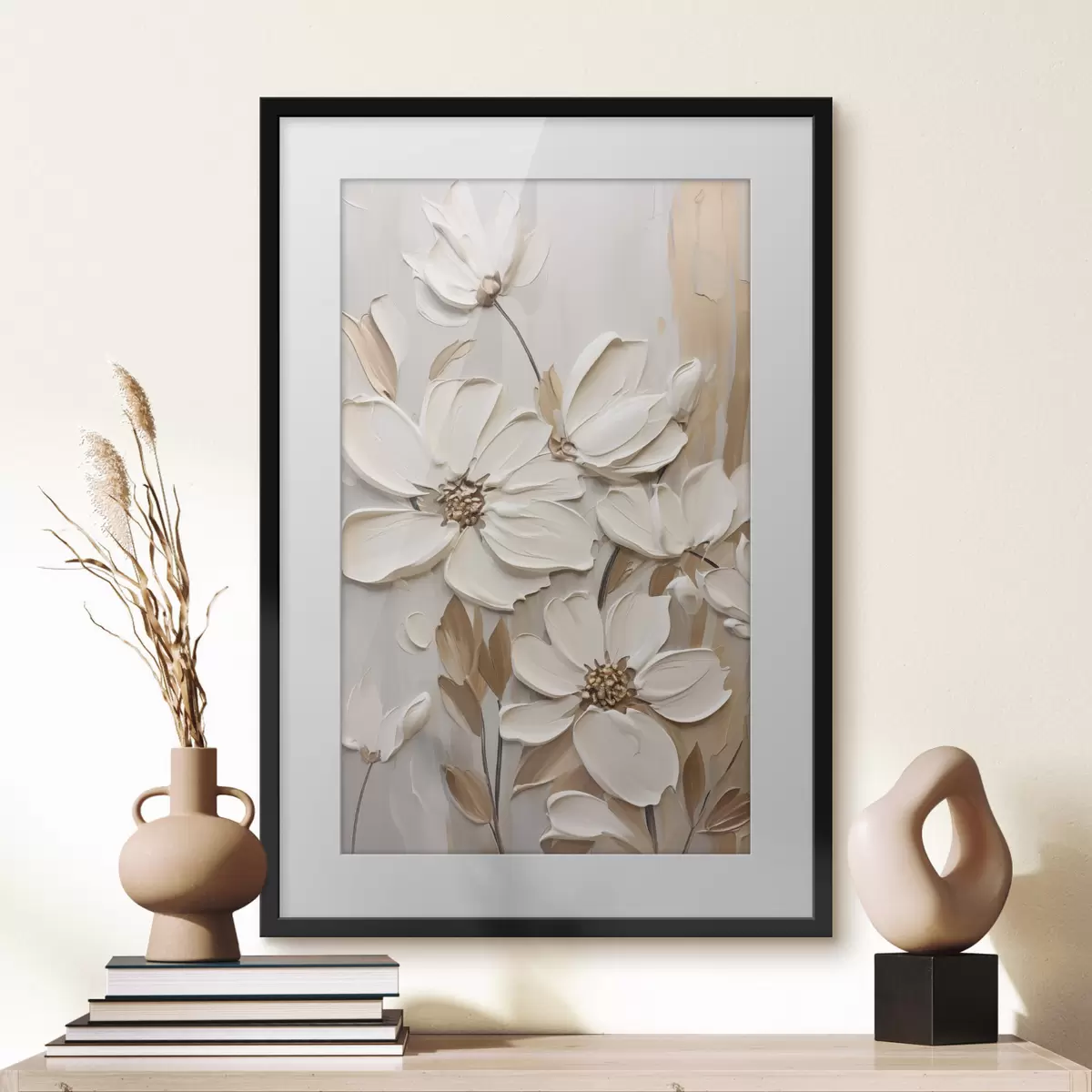 Poster Fleurs blanches en relief f47873