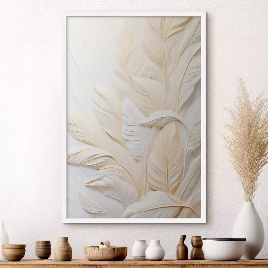 Papier peint Plumes de couleur crème se chevauchant, sur un fond clair et doux. f47883