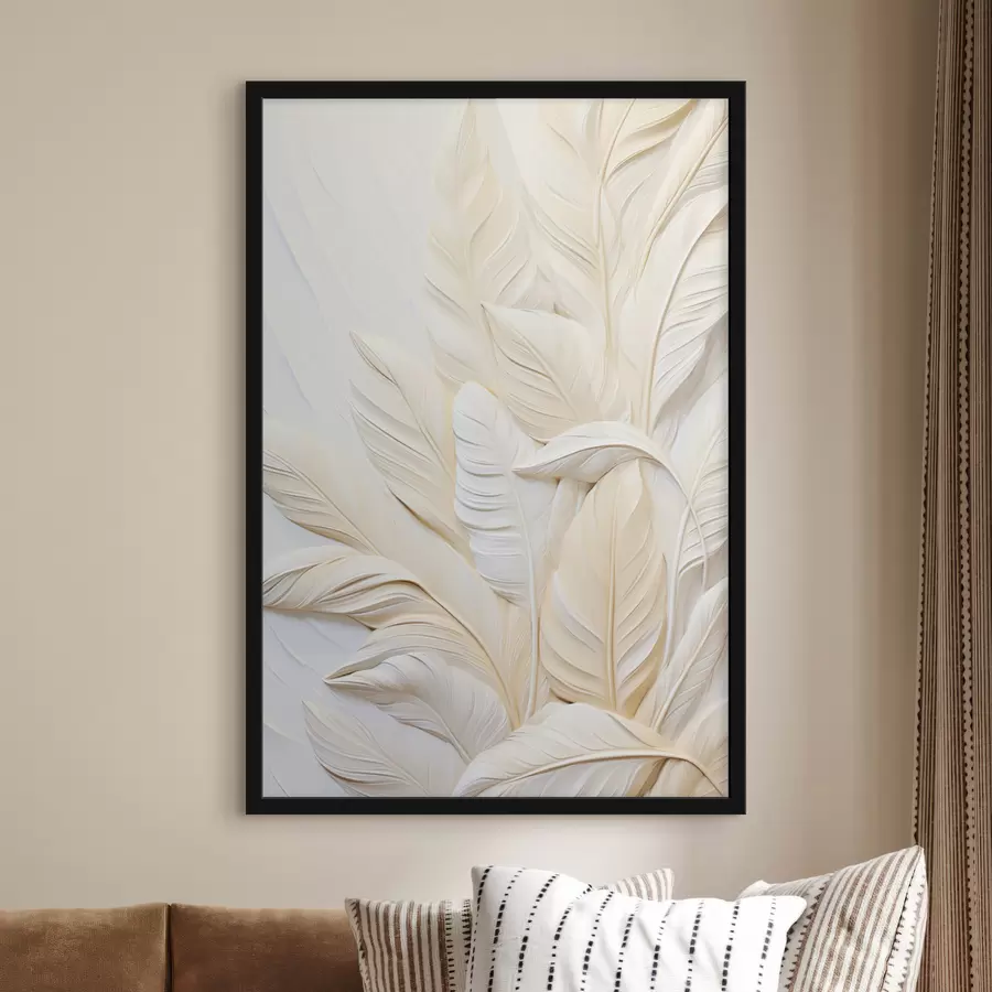 Papier peint Plumes de couleur crème se chevauchant, sur un fond clair et doux. f47883