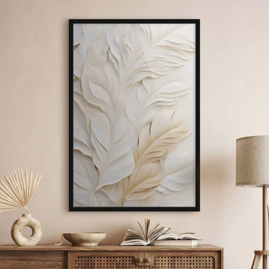 Papier peint Plumes de couleur crème se chevauchant, sur un fond clair et doux. f47884