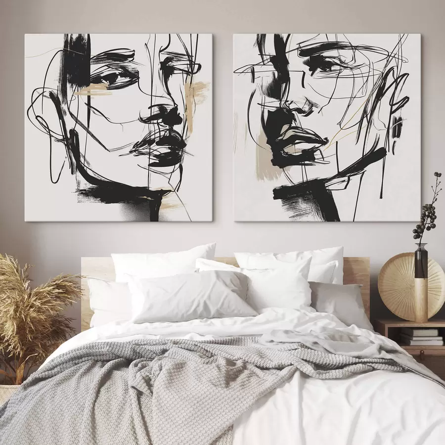 Tableau Portraits minimalistes d'un homme et d'une femme m30066