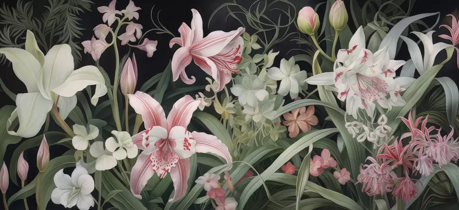 Papier peint De magnifiques fleurs sur fond sombre w05278