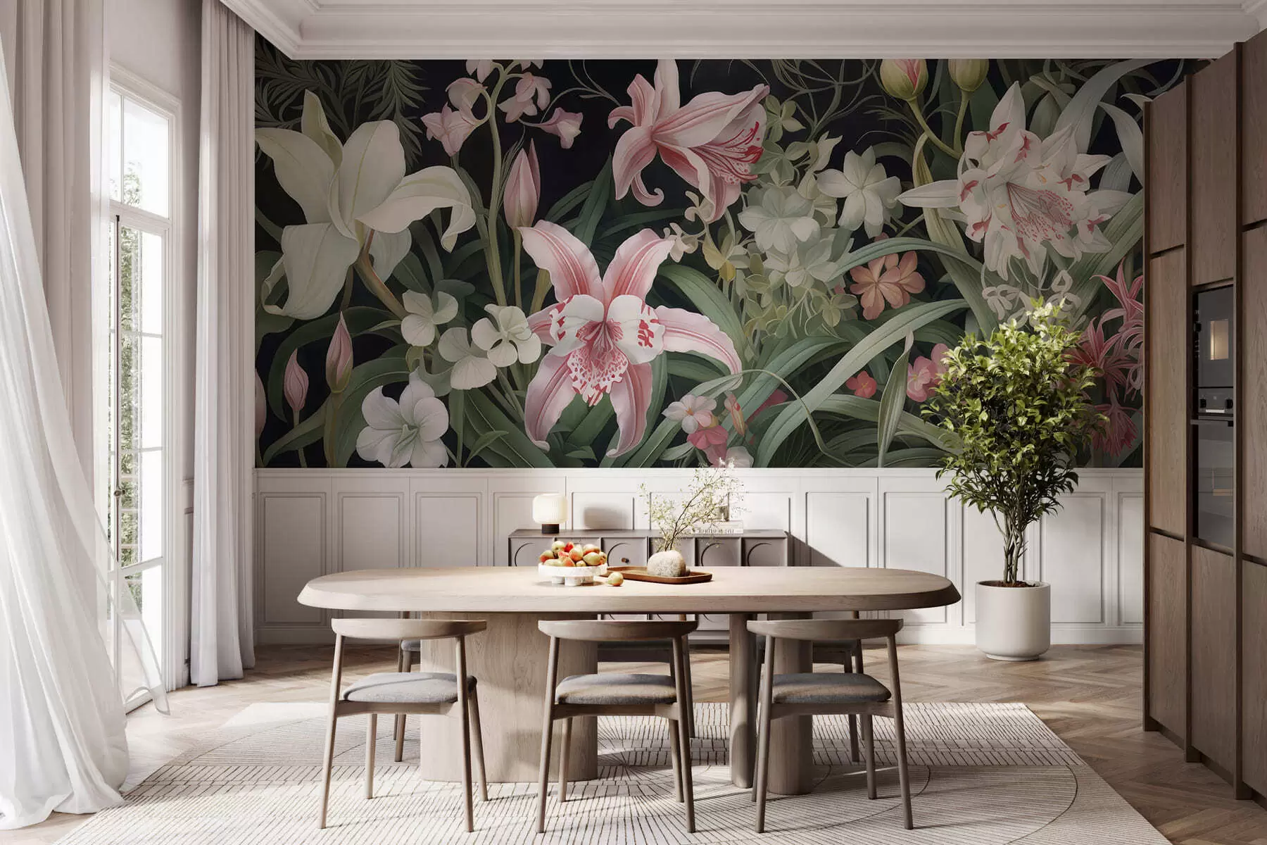 Papier peint De magnifiques fleurs sur fond sombre w05278