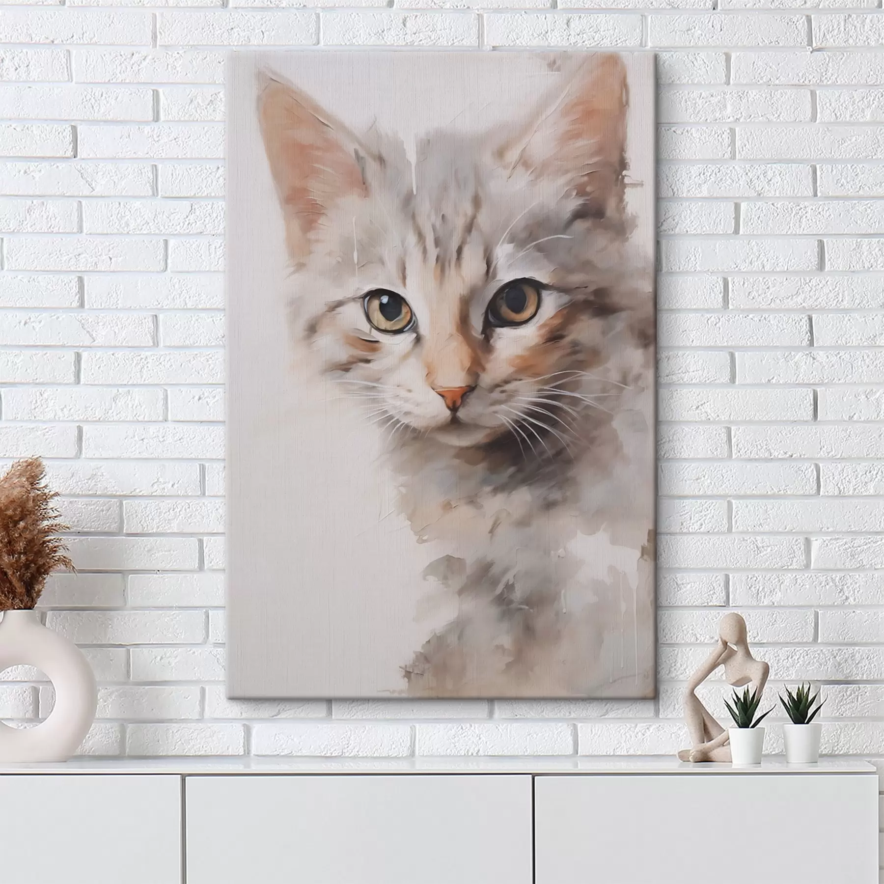 Tableau Peinture imitant un chat s48161