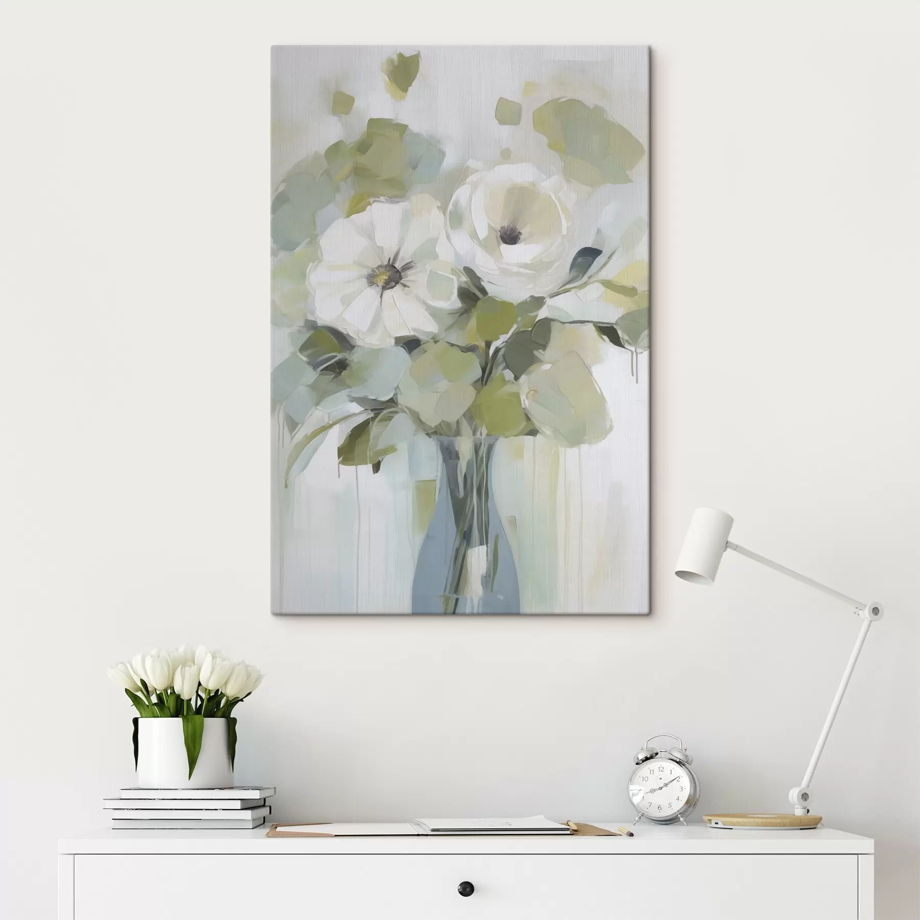 Tableau Fleurs dans un vase, peinture imitation s48167