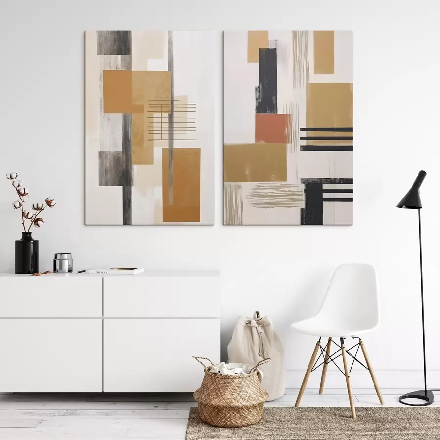 Tableau Abstraction avec imitation de texture usée m30118