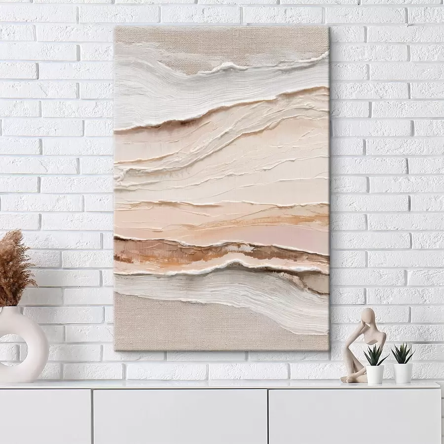 Tableau Composition en couches dans des tons sable et crème s47966