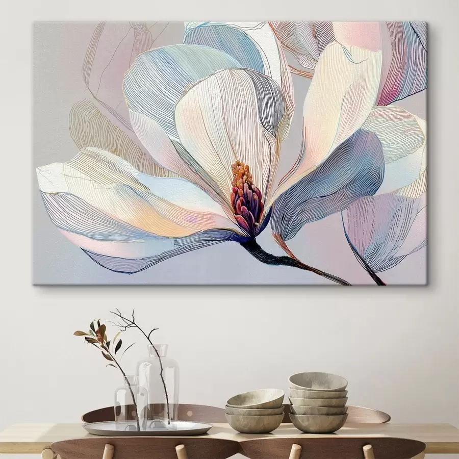 Tableau Magnolia délicat dans des tons bleu-rose s47967