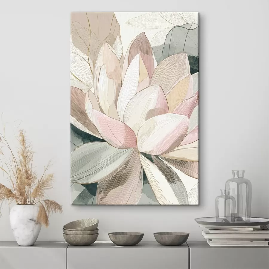 Tableau Pétales de lotus délicats aux contours bien définis s47974