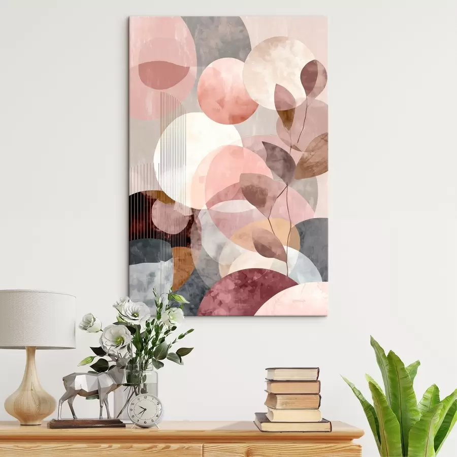 Tableau Formes géométriques et éléments botaniques dans un style minimaliste moderne s47975