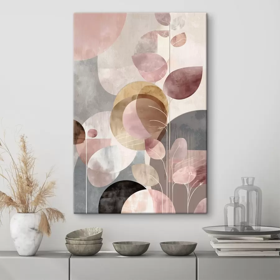 Tableau Art floral dans les tons beige-rose dans un style minimaliste s47976