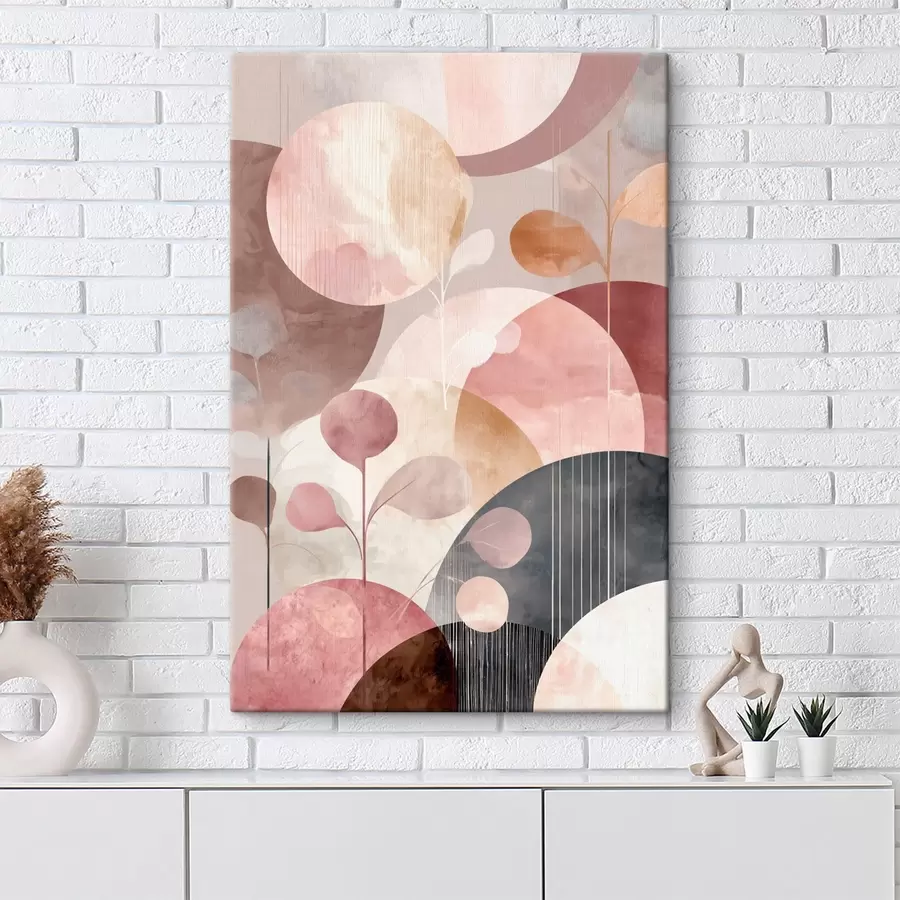 Tableau Composition de cercles translucides et de branches stylisées s47978