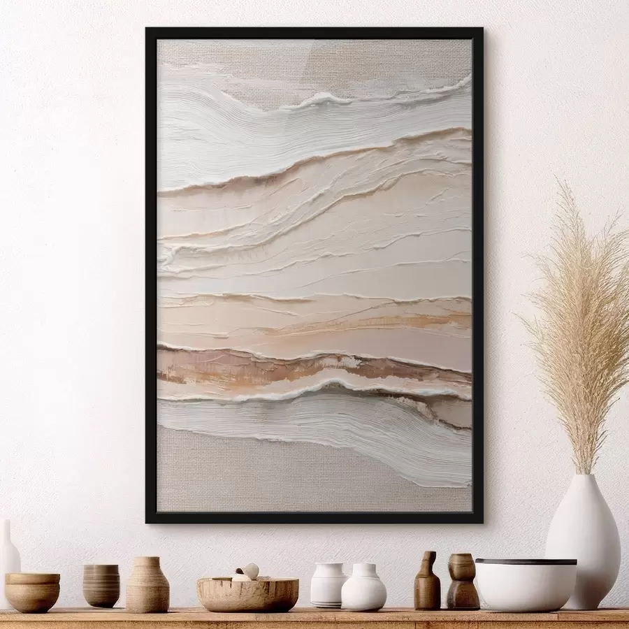 Papier peint Composition en couches dans des tons sable et crème f47966