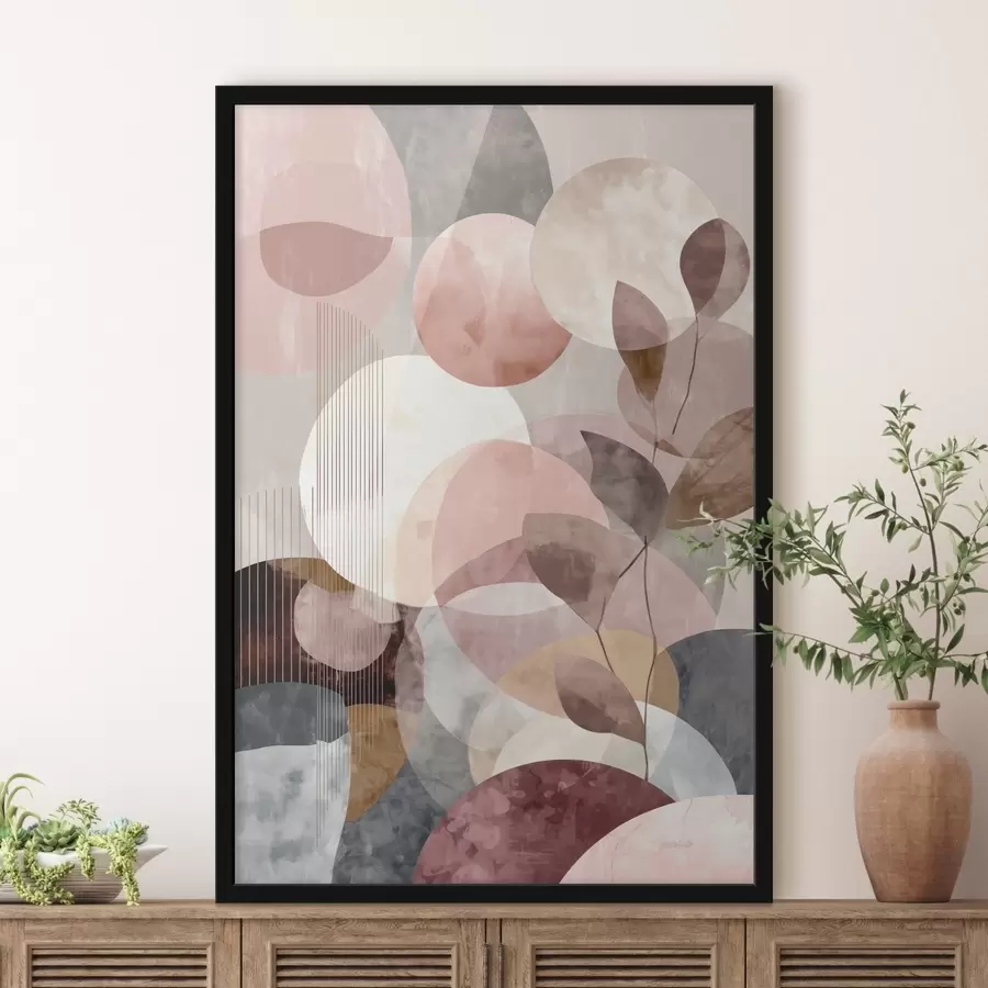 Papier peint Formes géométriques et éléments botaniques dans un style minimaliste moderne f47975