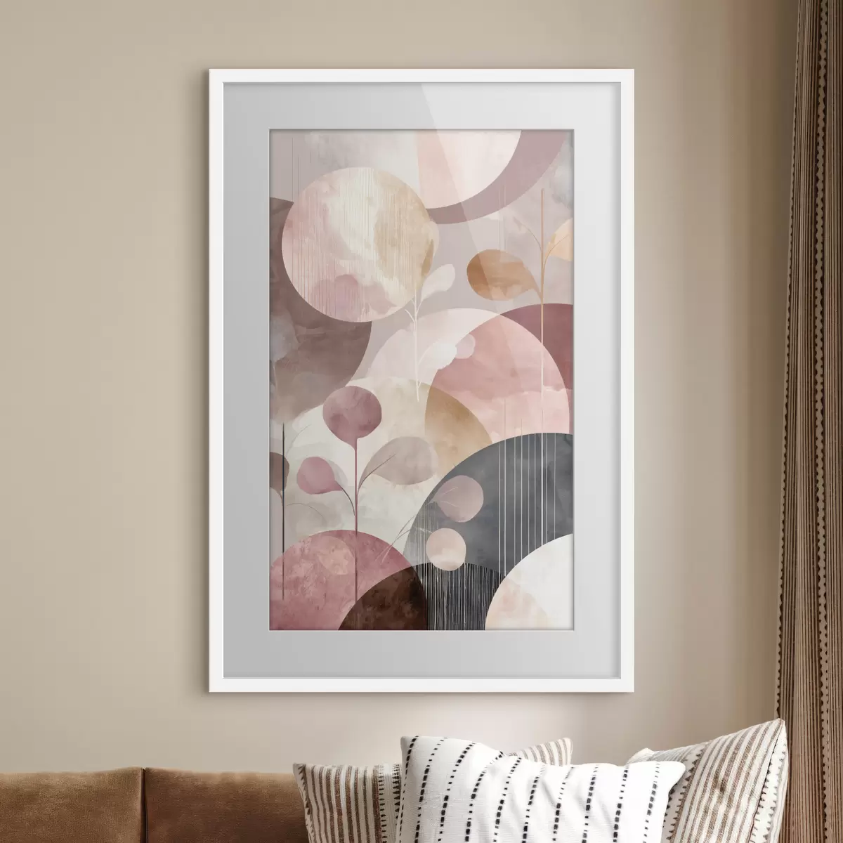 Poster Composition de cercles translucides et de branches stylisées f47978