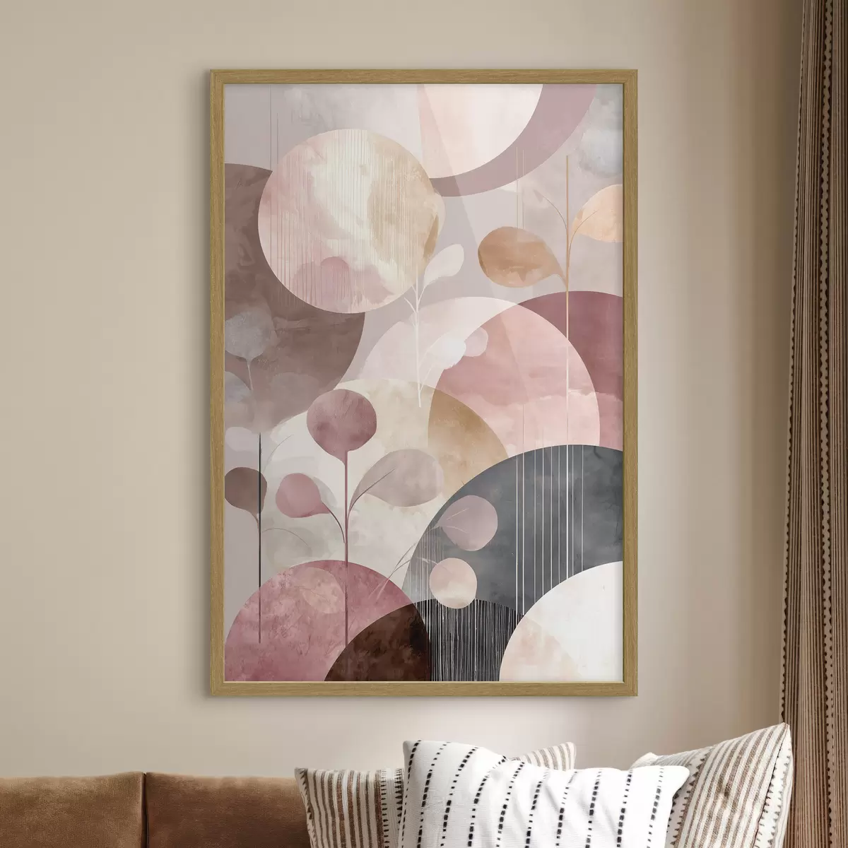 Poster Composition de cercles translucides et de branches stylisées f47978
