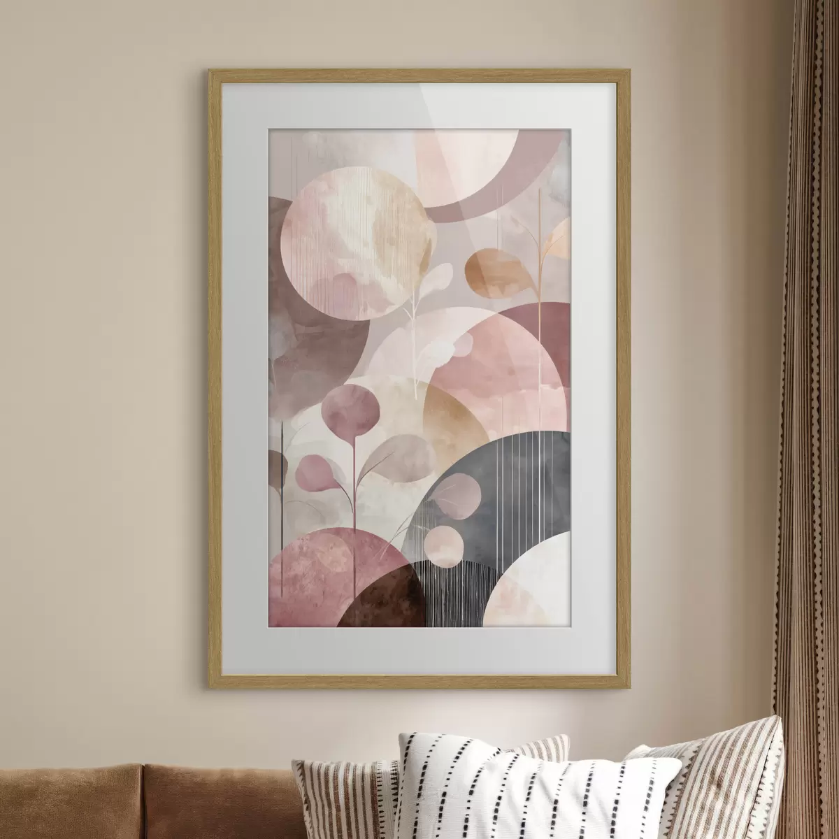 Poster Composition de cercles translucides et de branches stylisées f47978