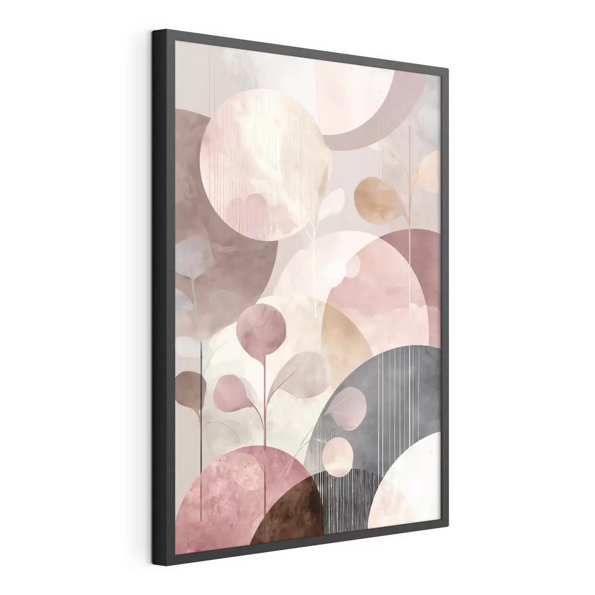 Poster Composition de cercles translucides et de branches stylisées f47978