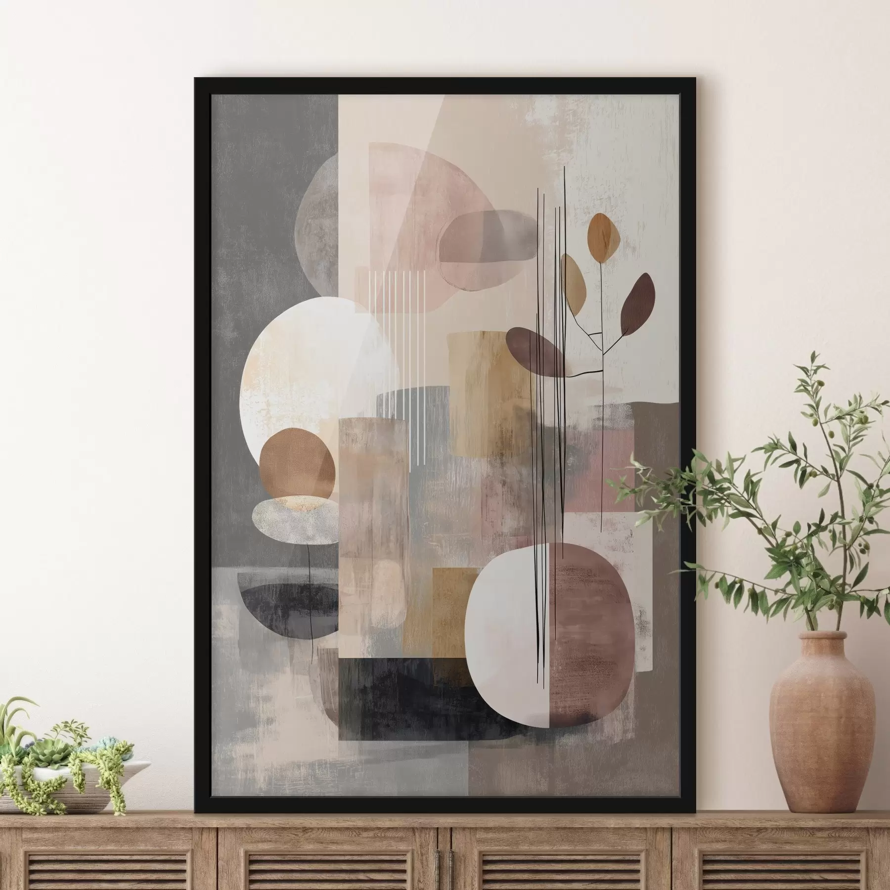 Papier peint Collage avec des éléments botaniques dans un style de peinture numérique f47981