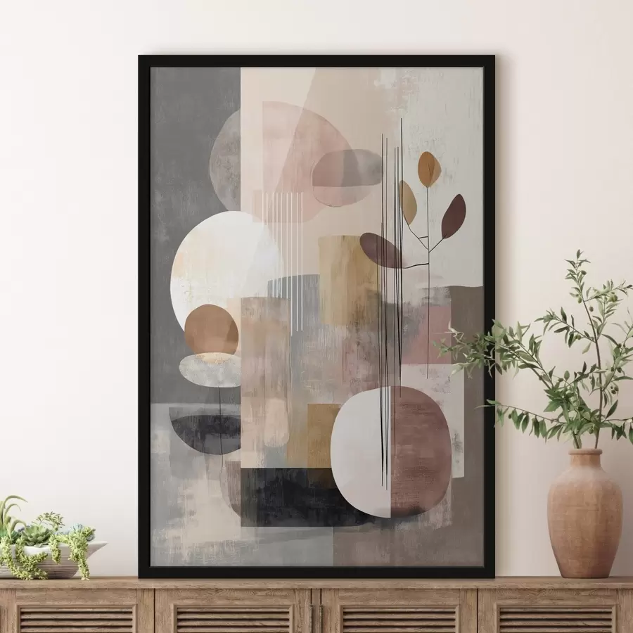 Papier peint Collage avec des éléments botaniques dans un style de peinture numérique f47981