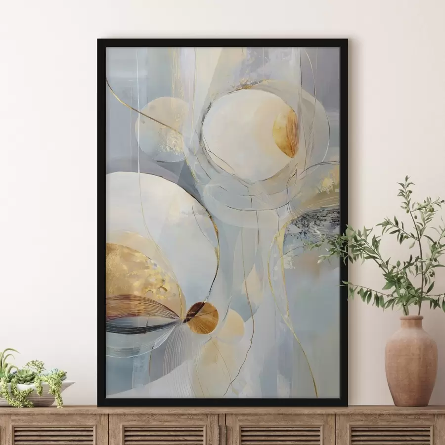 Papier peint Œuvre d'art en couches dans une palette de couleurs froides f47982