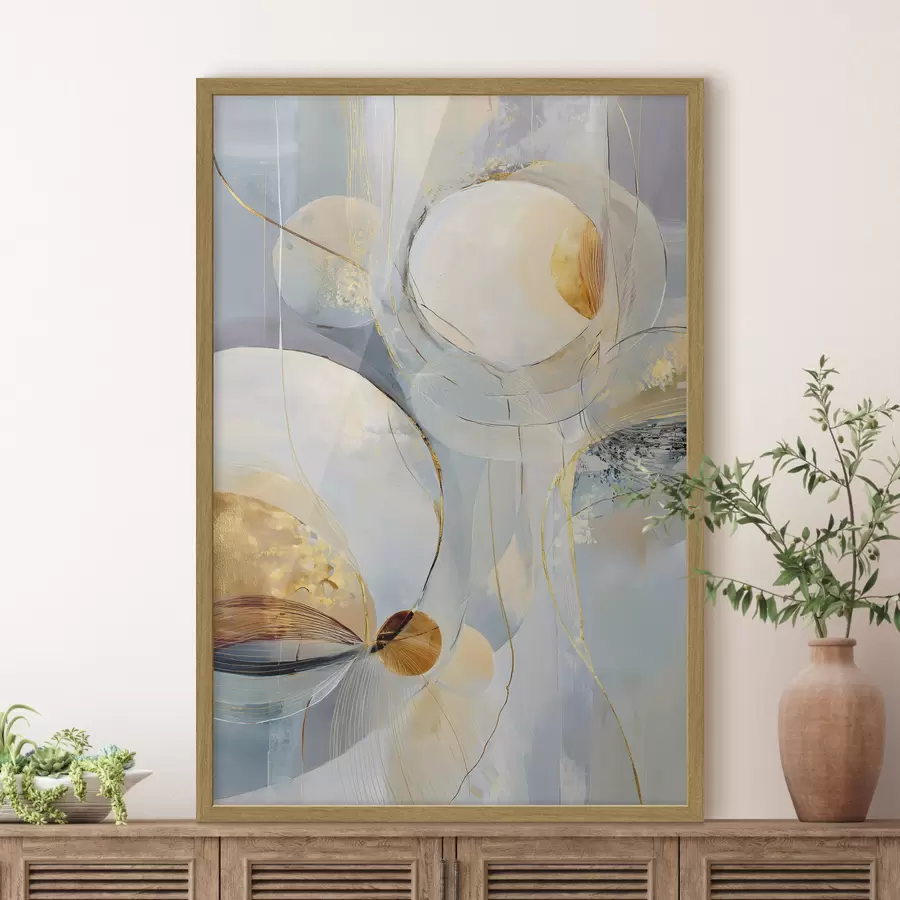 Papier peint Œuvre d'art en couches dans une palette de couleurs froides f47982