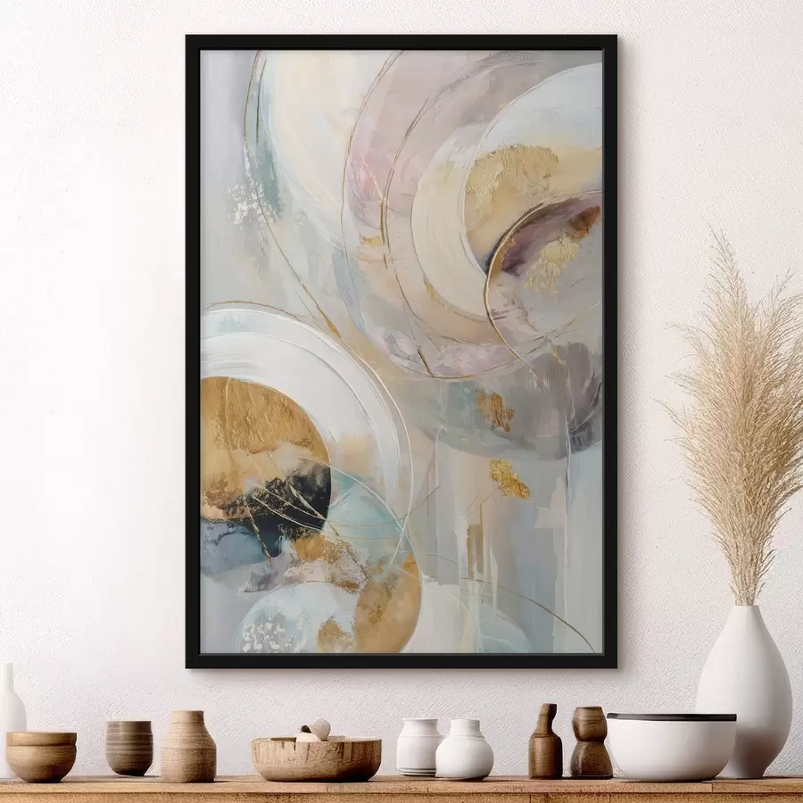 Papier peint Composition avec des éléments circulaires superposés et des coups de pinceau f47983