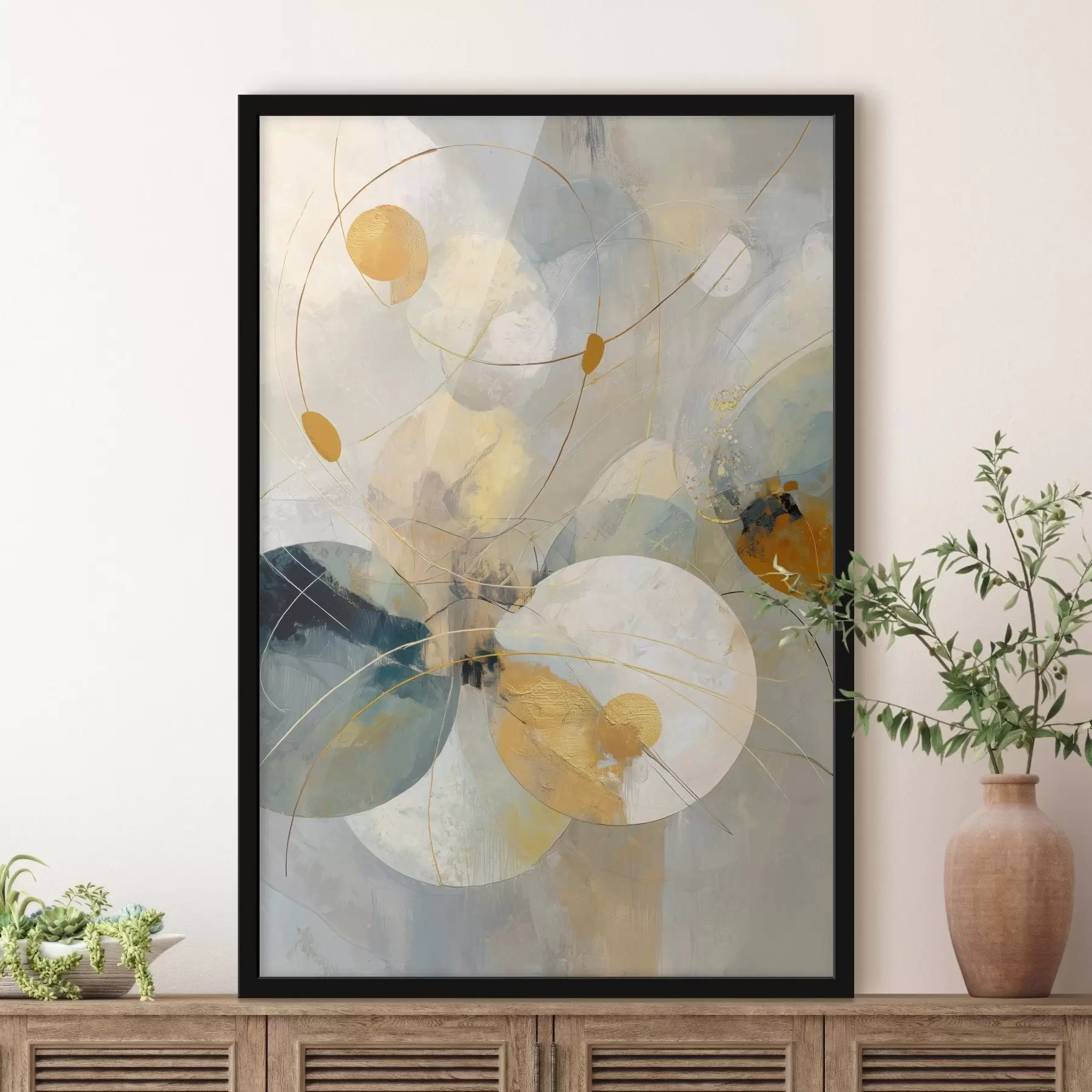 Papier peint Composition de sphères translucides et de taches texturées f47985