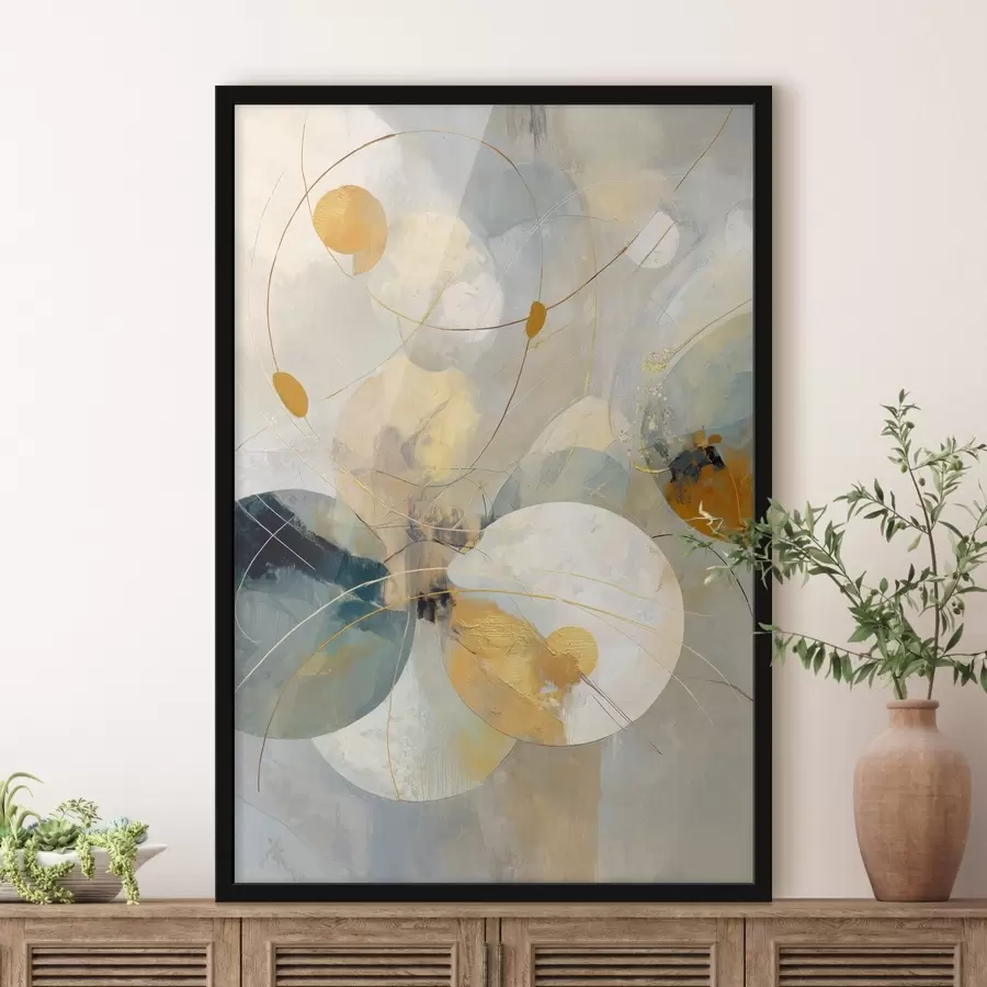 Papier peint Composition de sphères translucides et de taches texturées f47985