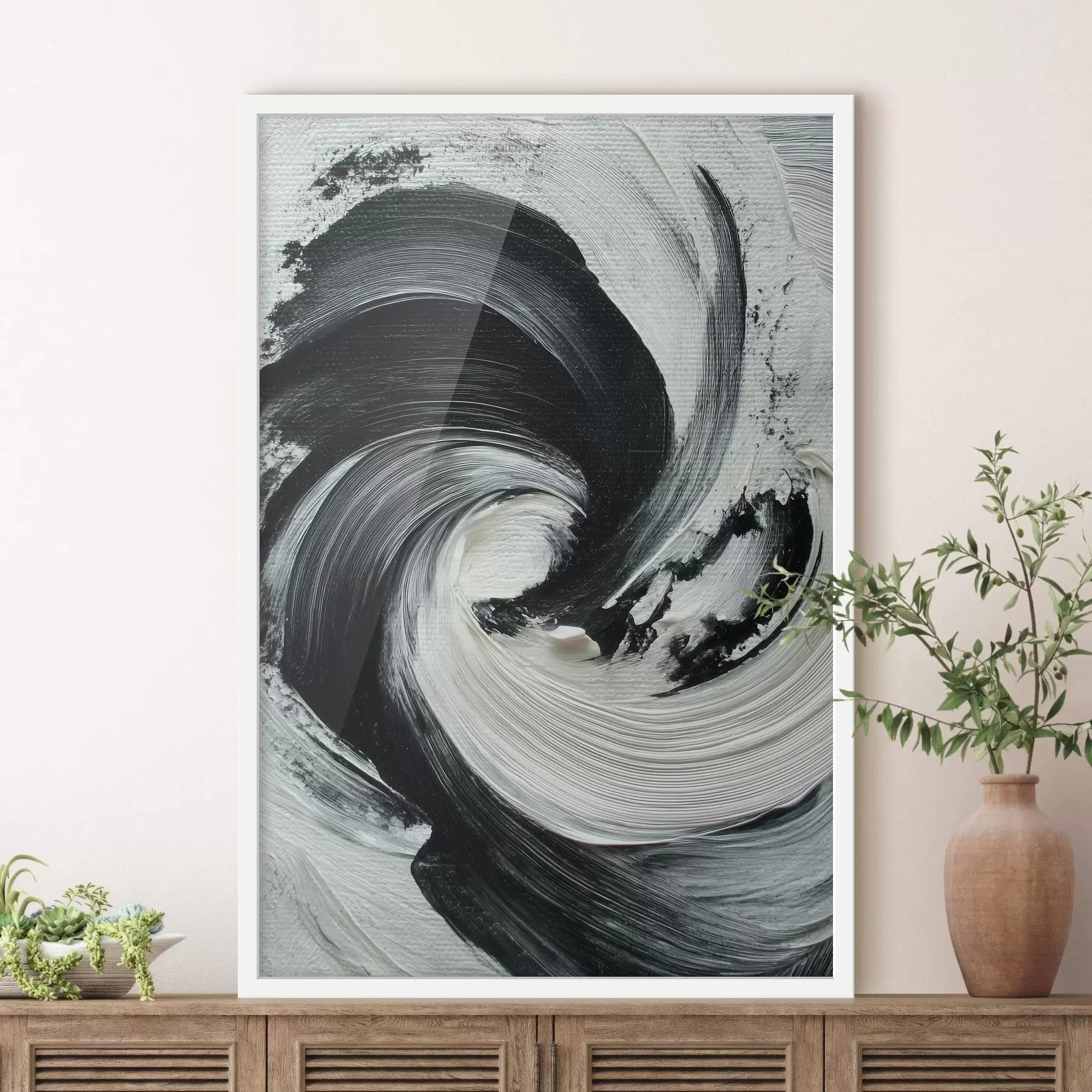 Papier peint Spirale abstraite avec des coups de pinceau expressifs dans un style de peinture à l'huile f47989