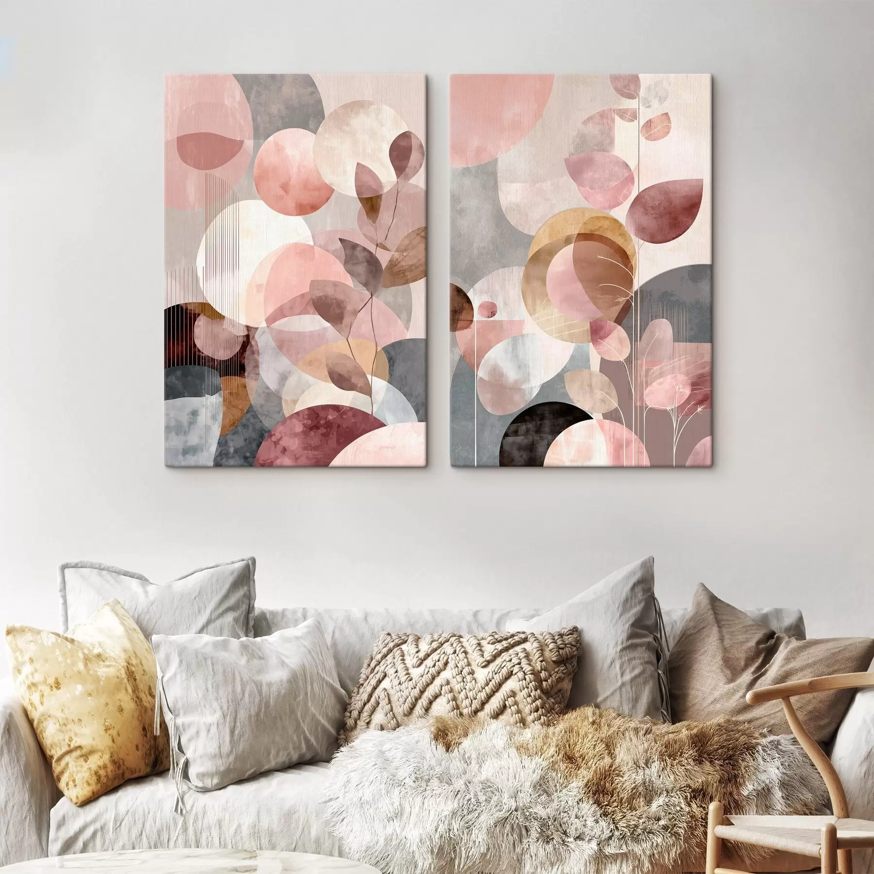 Tableau Composition de cercles translucides et de tiges élégantes m30035