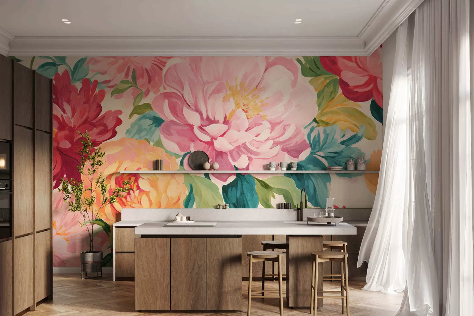 Papier peint Jardin de pivoines w05313