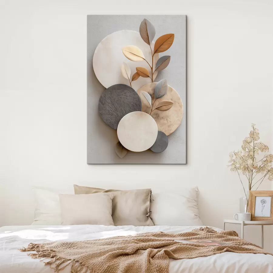 Tableau Cercles et branches de feuilles s48223